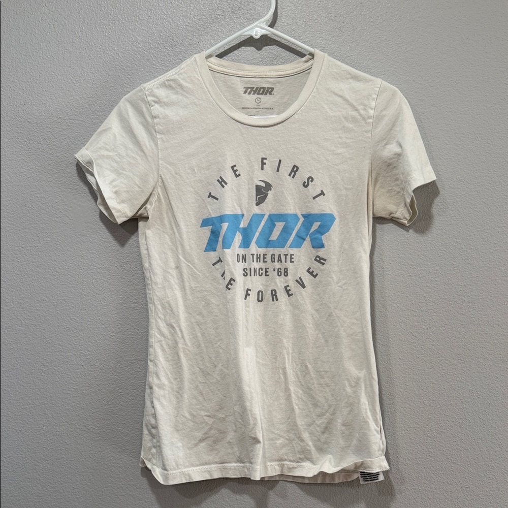 Thor Cream Tee with Blue Graphic